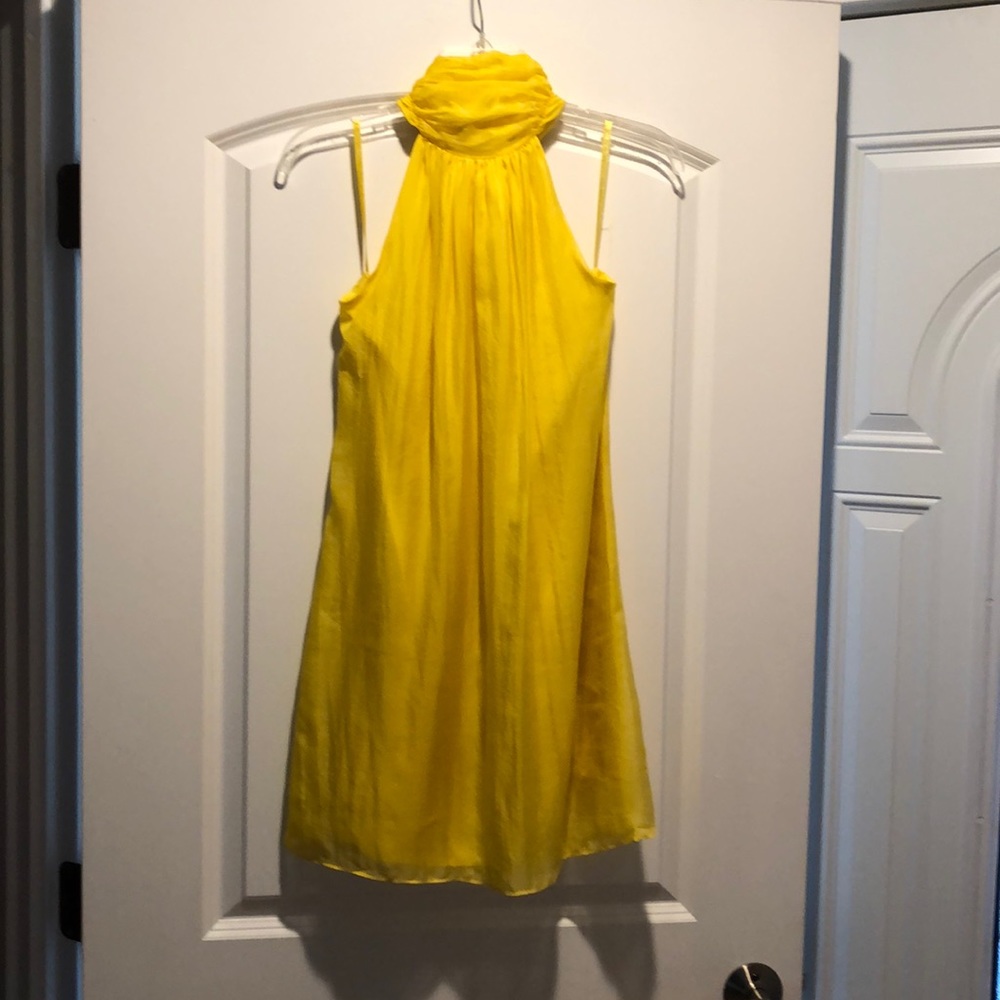 Backless dress, ties around the neck into a bow